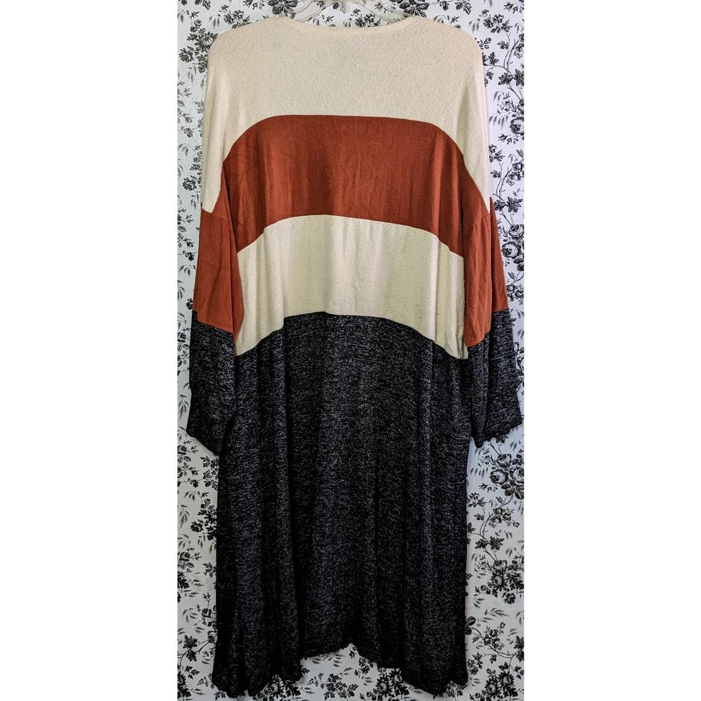 Hummingbird Plus Size Long Duster Multi Color Block Cardigan Sweater Fall 3XL - Picture 5 of 9